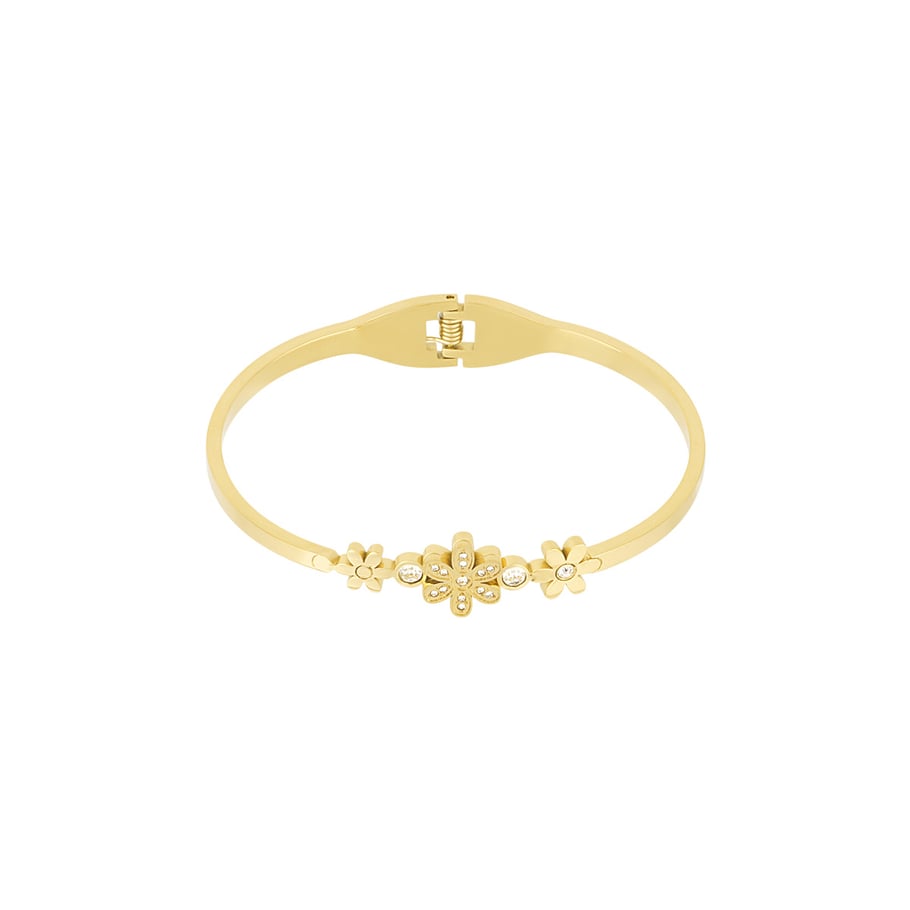 Radiant Flower Stainless Steel Gold Color Women's Bangle