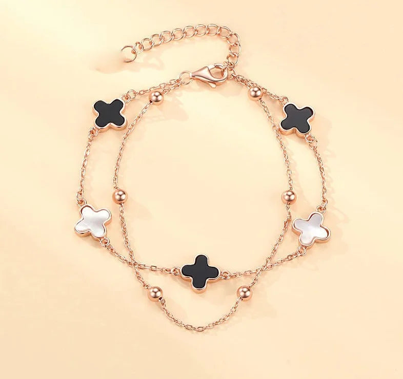 VANA 4 Four Leaf Clover Rose Gold Trendy Bracelet
