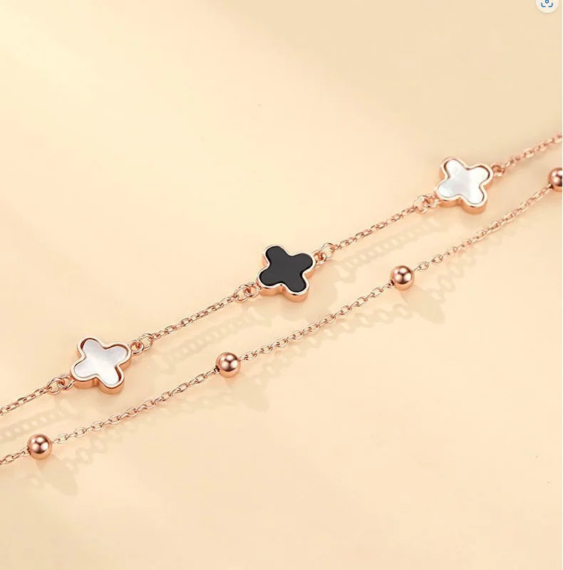 VANA 4 Four Leaf Clover Rose Gold Trendy Bracelet