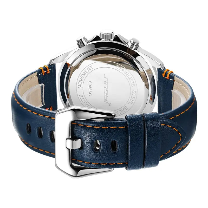 Sinobi Men’s Leather Luminous Quartz Wrist Watch