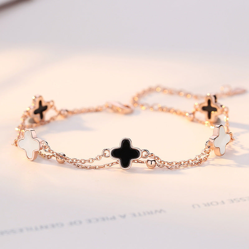VANA 4 Four Leaf Clover Rose Gold Trendy Bracelet