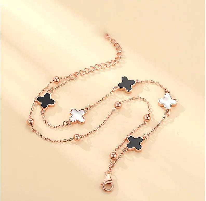 VANA 4 Four Leaf Clover Rose Gold Trendy Bracelet