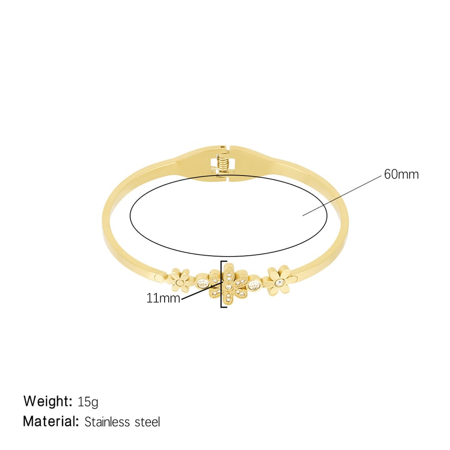 Radiant Flower Stainless Steel Gold Color Women's Bangle
