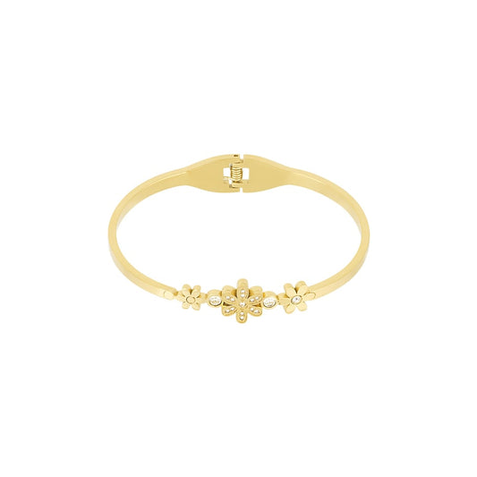 Radiant Flower Stainless Steel Gold Color Women's Bangle