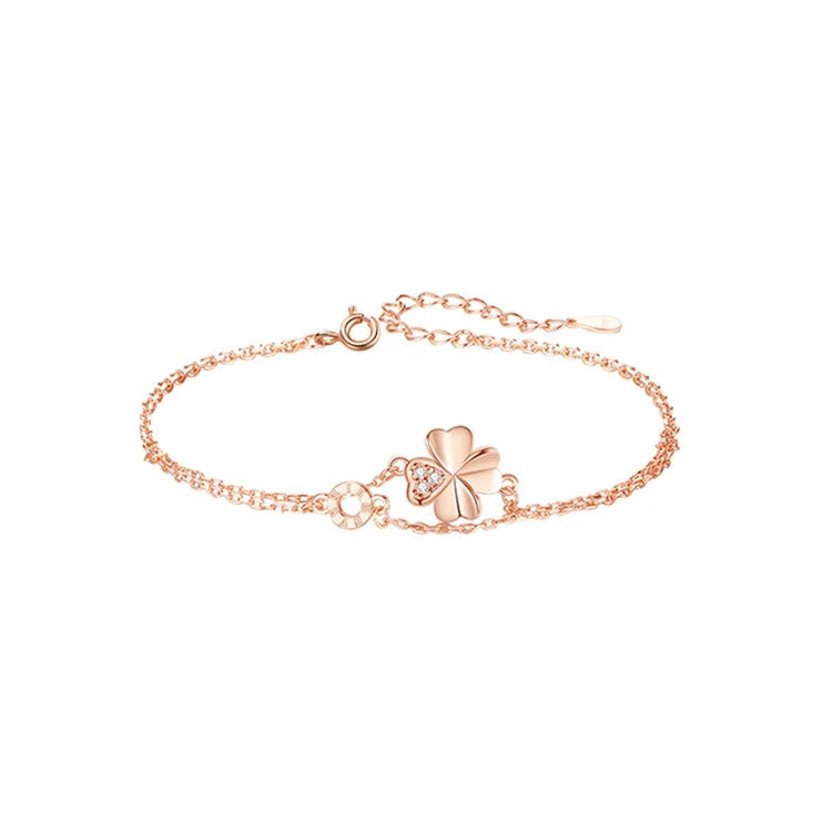 VANA 4 Four Leaf Clover Rose Gold Trendy Bracelet