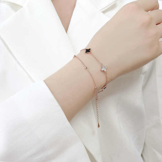 VANA 4 Four Leaf Clover Rose Gold Trendy Bracelet